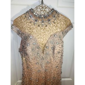 Elegant dress light gray color with nude size 8